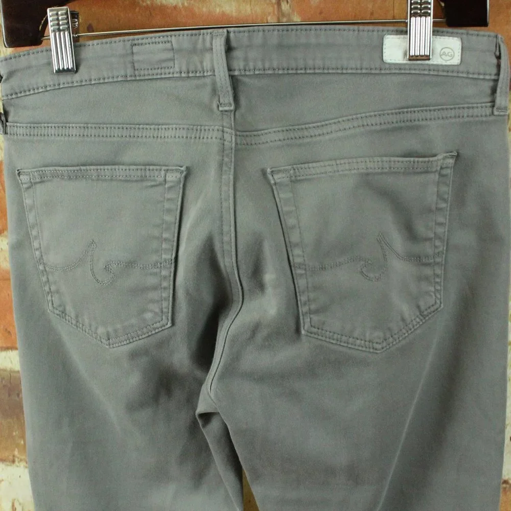 AG Jeans Prima Cigarette Skinny Womens 28R Gray Stretch Sateen $188 Designer EUC